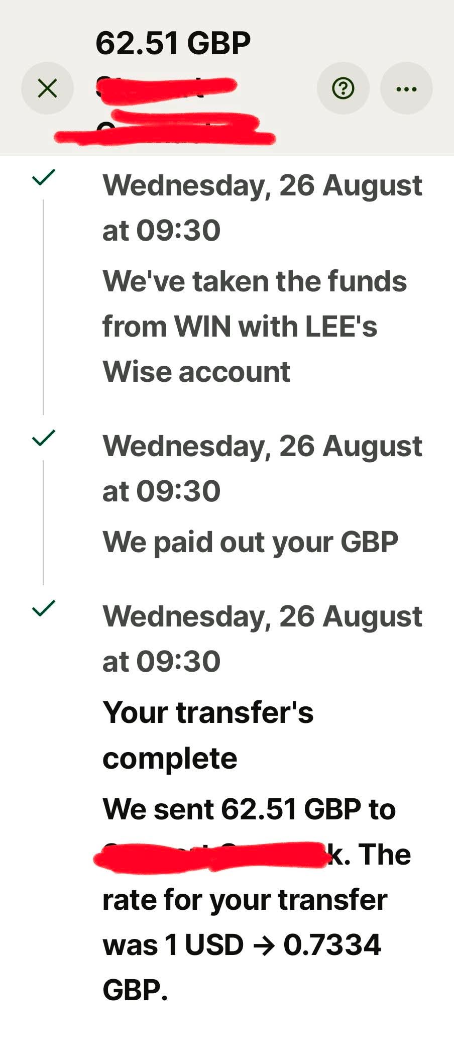 Payout proof shared by Lee