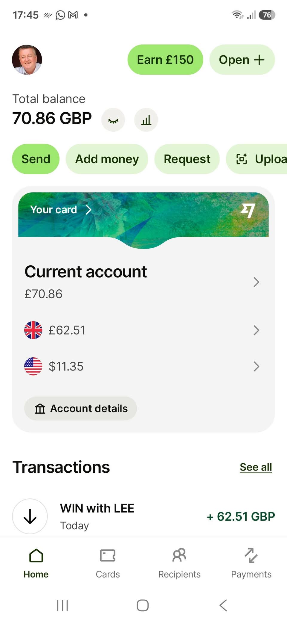 Payout proof shared by Stewart